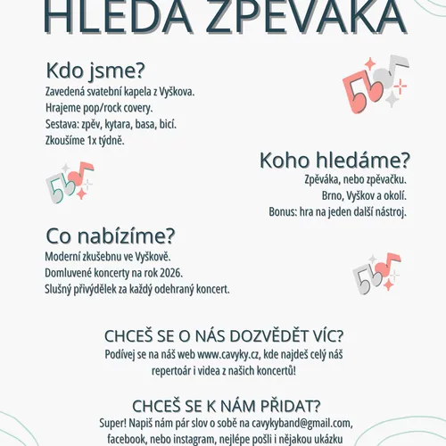 Hledáme zpěváka/zpěvačku do svatební kapely
