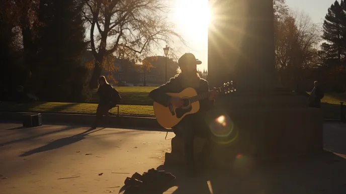 Busker hrající na kytaru